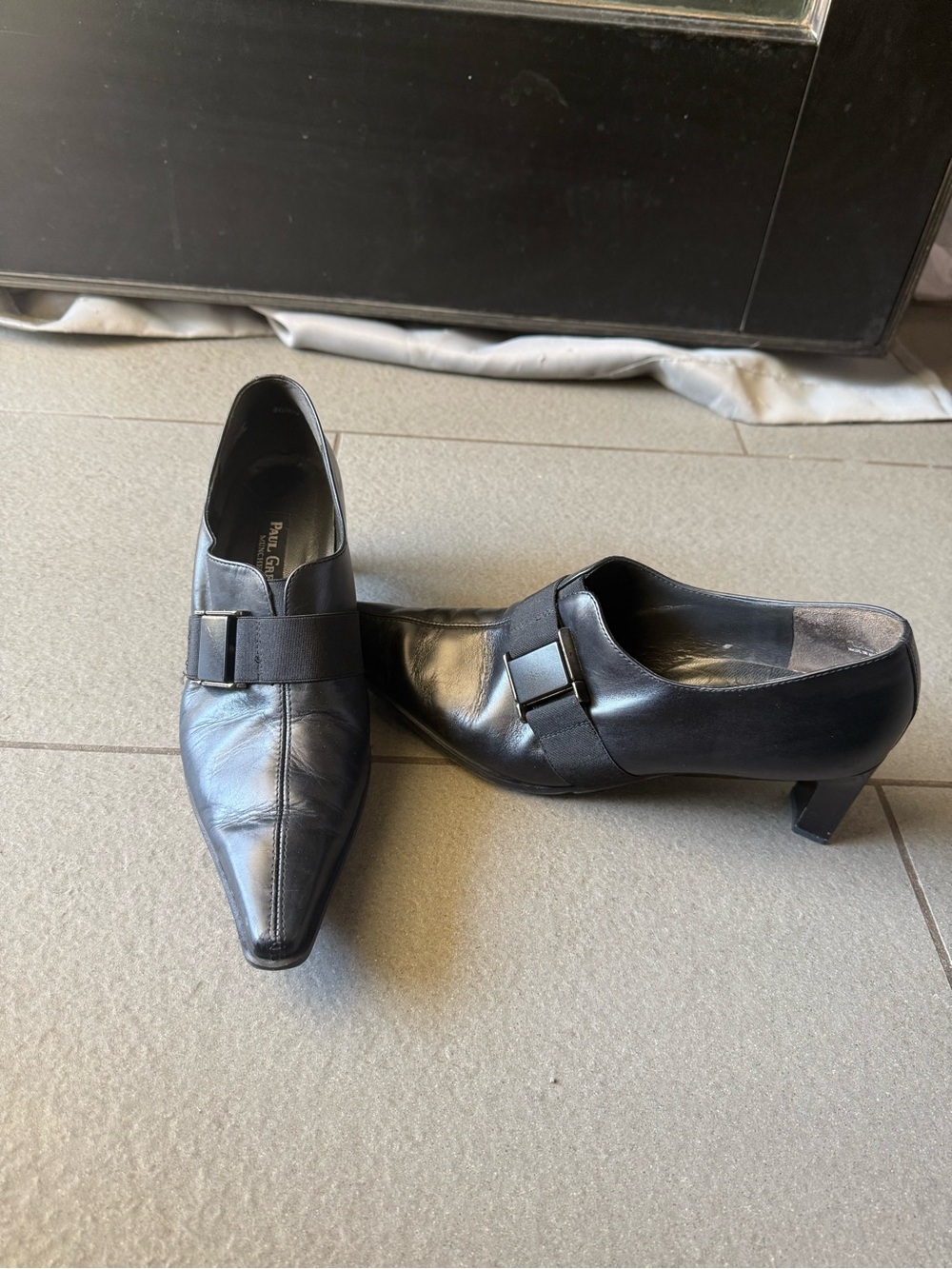 Paul Green München Black Leather Pointed Toe Loafer Pumps Size 6.5 UK / 9 US